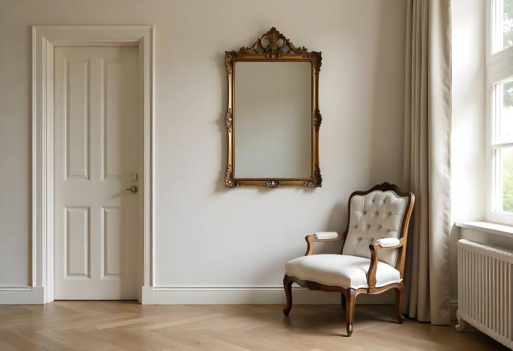 Historical Charm Antique Mirror and Chair in a Vintage Setting